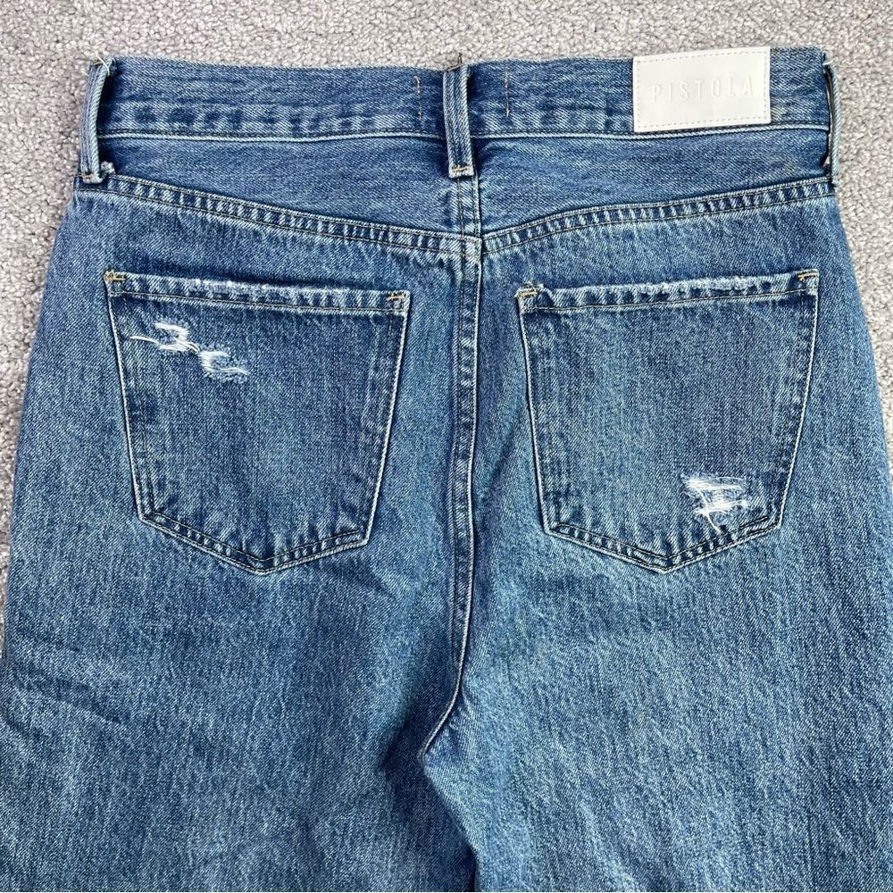 Pistola Distressed Straight Leg Jeans Womens 27 Button Fly Cropped Denim - Picture 5 of 14